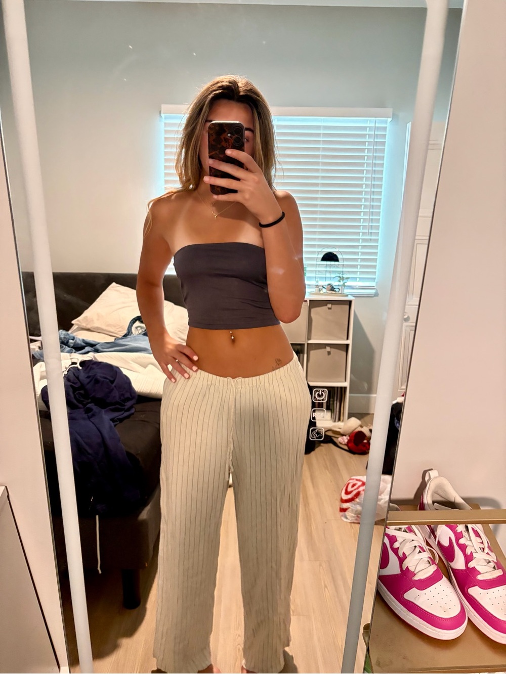 a new day Cream Pinstripe Wide-Leg Pants